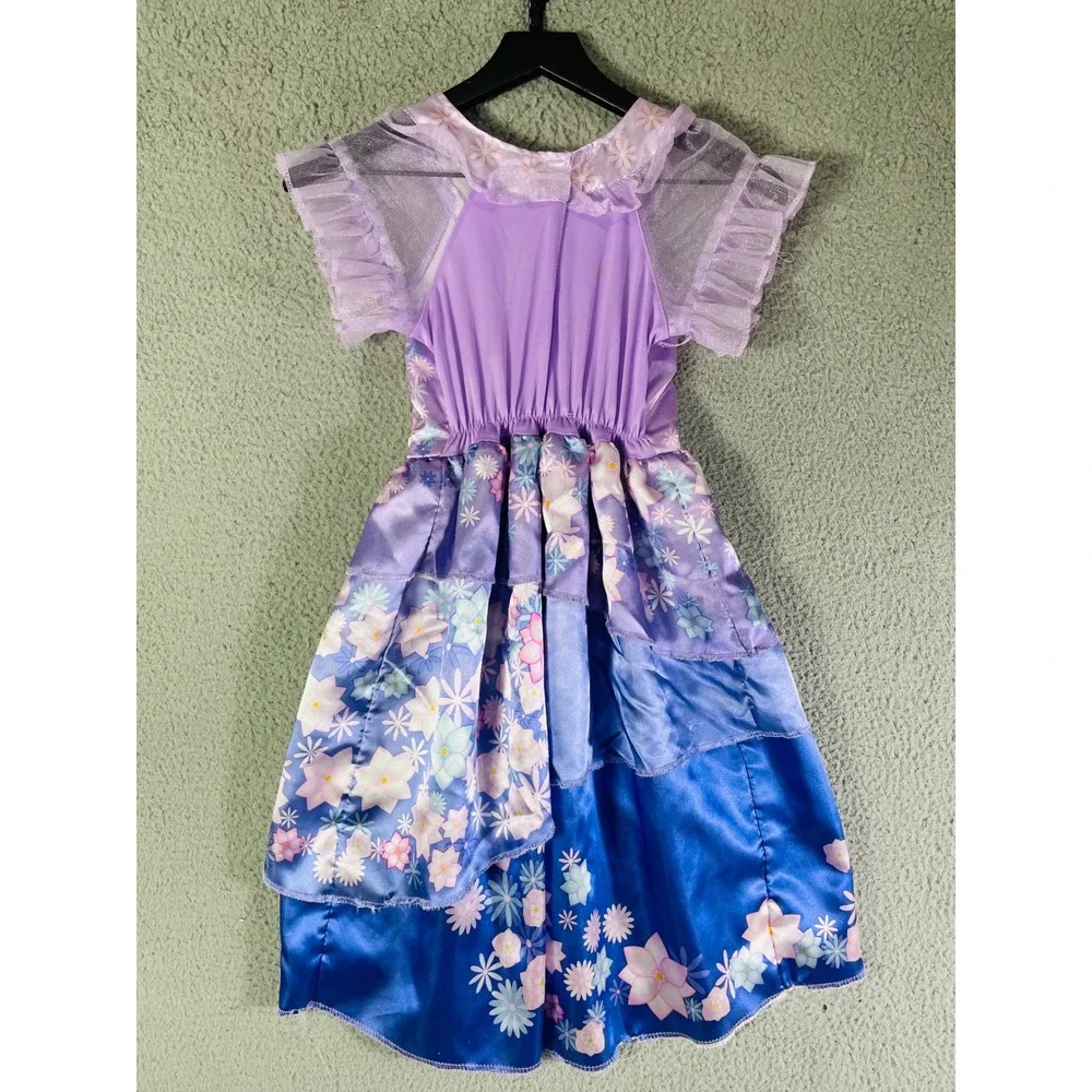 Disney‎ Encanto Costume Dress Floral Print Purple Blue Girl's Size 4-6X